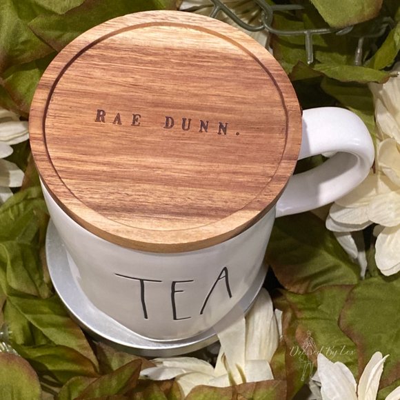 Rae Dunn COFFEE Mug w/ wood Coaster/Lid - Picture 6 of 7